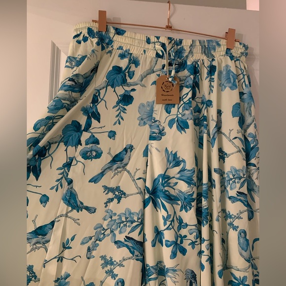 A rare Bird NWT BIRD OF PARADISE CREAM & TURQUOISE PANTS OS - Picture 13 of 15